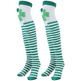 Leg Stockings Clover Stockings compatible with Girls 2Pairs Saint Patrick's Day Fashion
