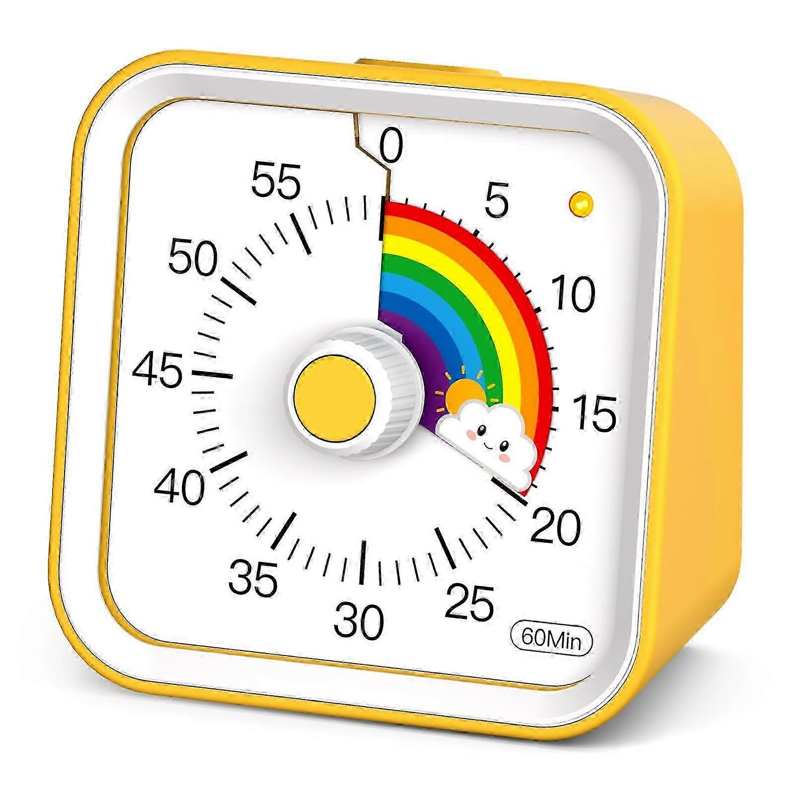 RUIYUE Visual Timer for Kids with Pause Function, Cute Silent Timer with Rainbow for Classroom, Teaching, Task, 60 Minute Countdown Time Management