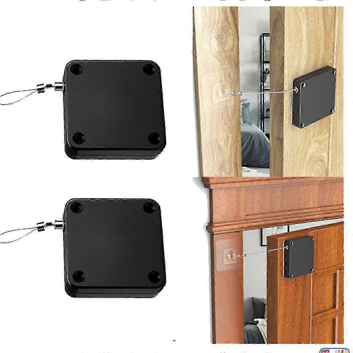 2pc Punch Free Automatic Sensor Door Closer Automatically Close Heavy Duty Auto Lock
