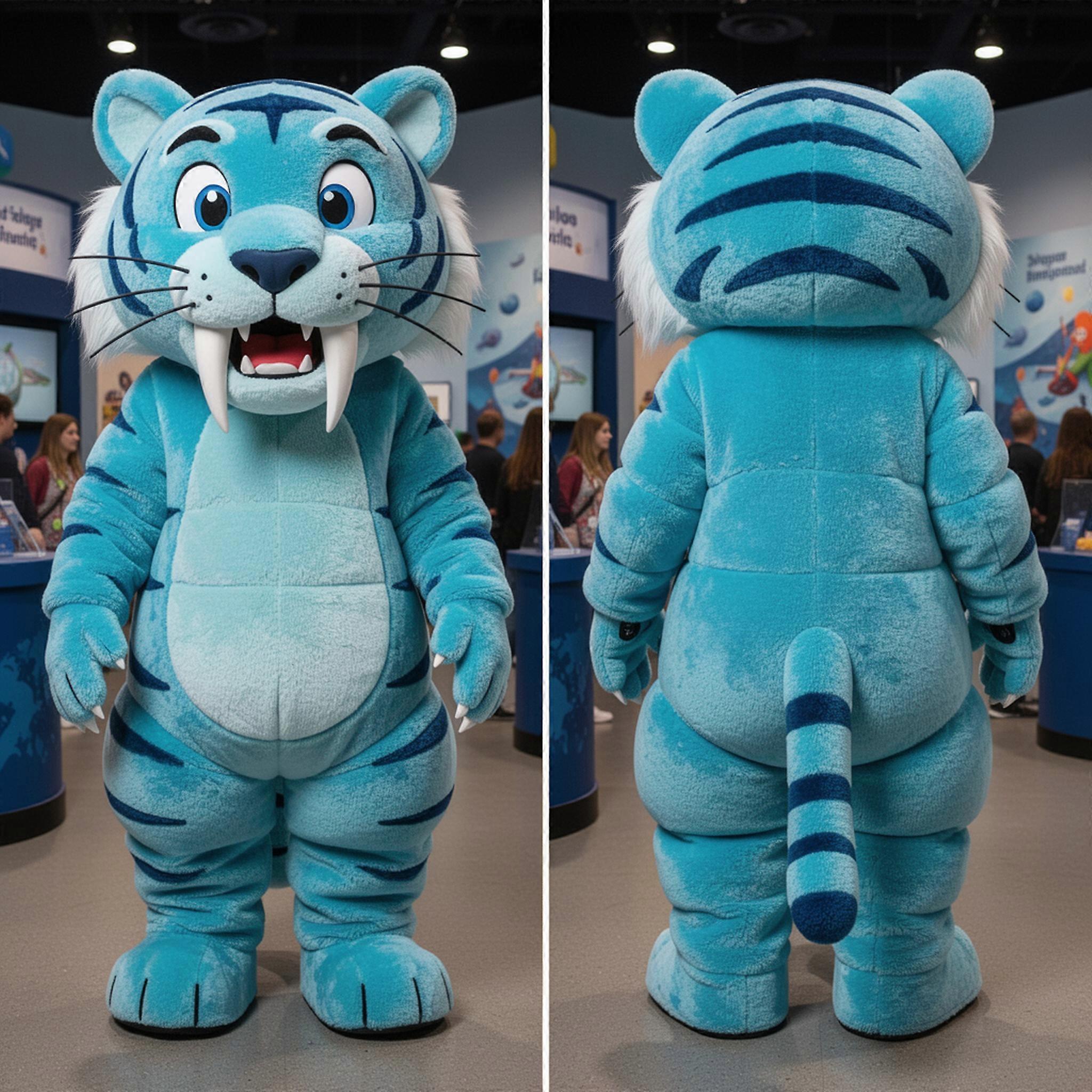 MASTICOT Cyan Padded Sabertoothed Tiger Mascot