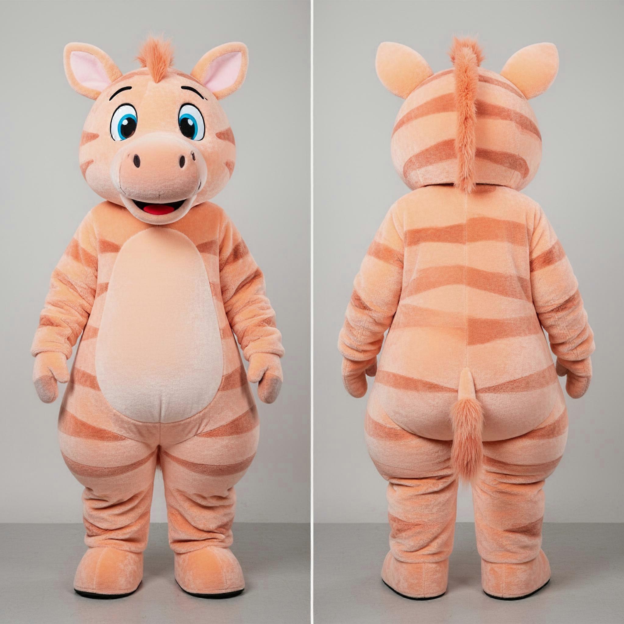 MASTICOT Peach Hued Playful Zebra Mascot