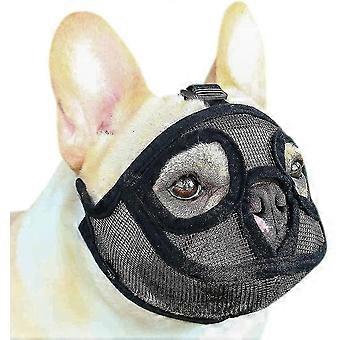Mesh Dog Muzzle Short Snout Dog Muzzle Dog Muzzle Adjustable Breathable Mesh Muzzle Bulldog Muzzle For Biting Chewing Barking Dog Mask, Black