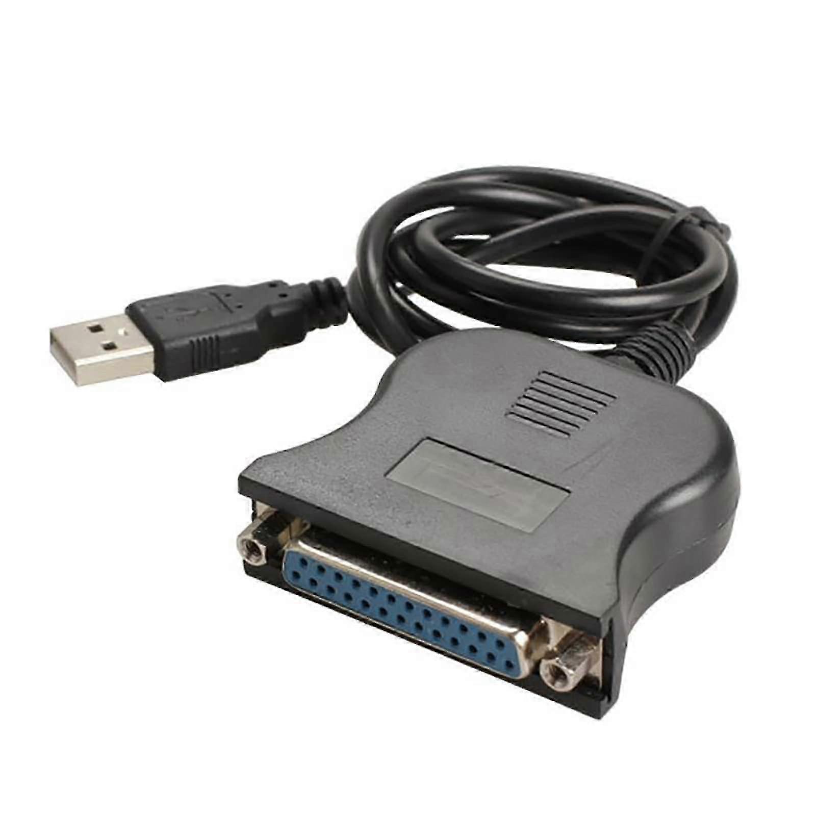 Black USB DB25 Parallel Printer Cable