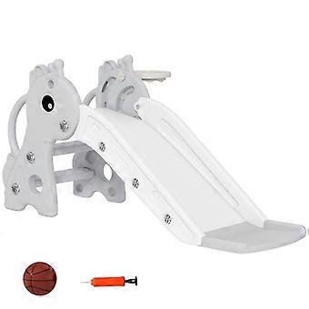 3-in-1 slide for children, giraffe shape, basketball hoop, ball, grey