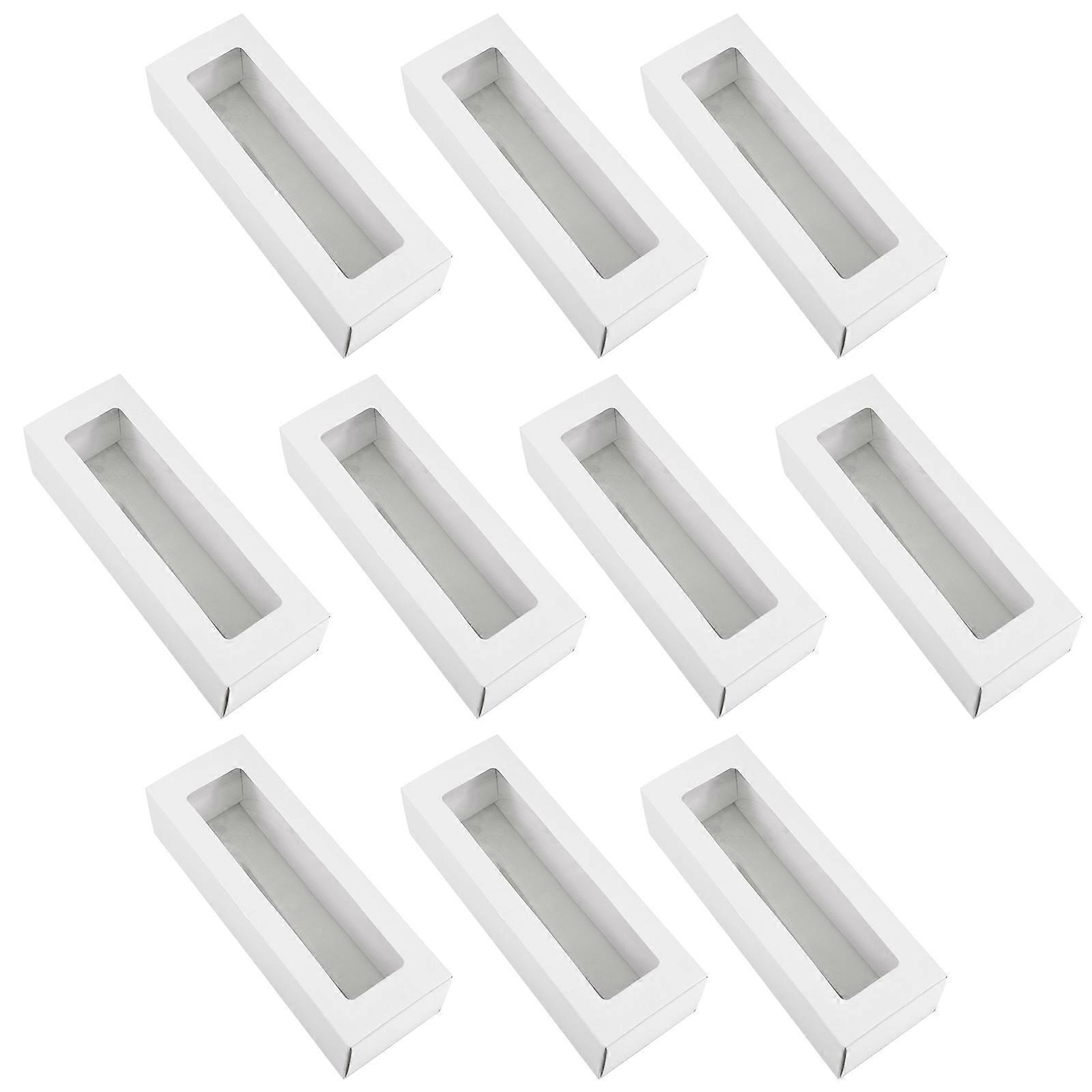 PVC Packaging Macaron Boxes with Window compatible with Storage Use 10Pcs White Bakery Holders
