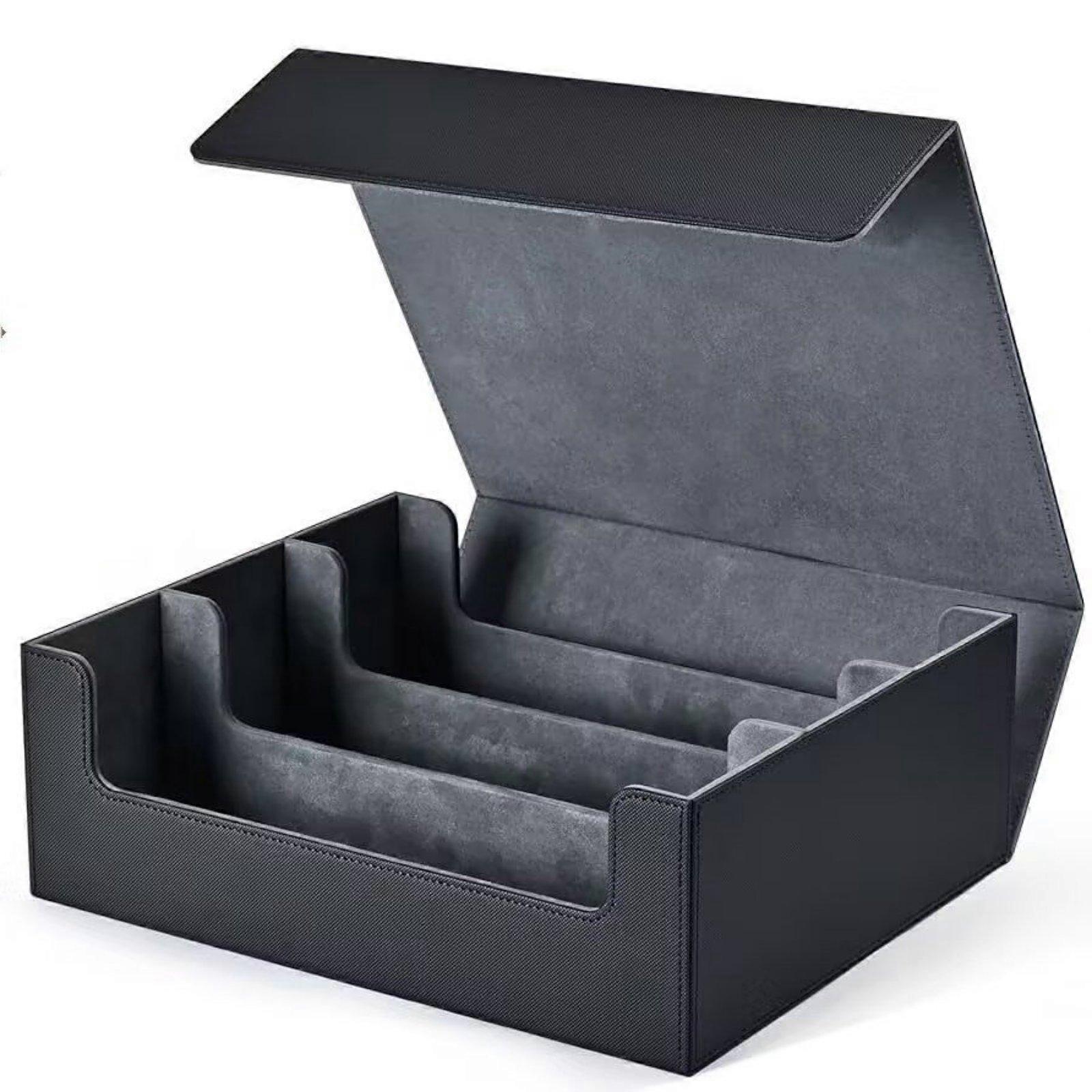 3-Row Card Storage Box Soft Flannel Lining Deck Holder Box Strategy Game