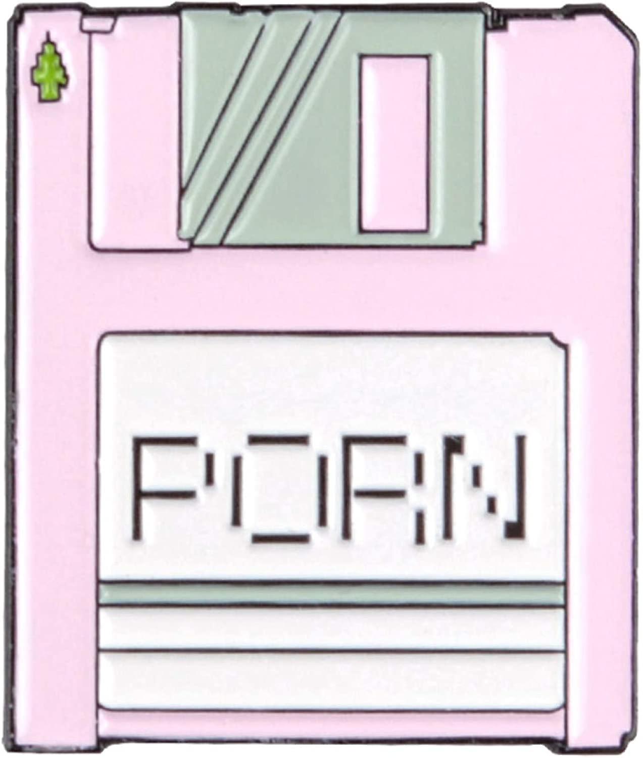 Handmade Brooches Buttons & Pins,VAPORWAVE Letters Hard Disk Memory Storage Card Enamel Brooch Pin Lapel Badge