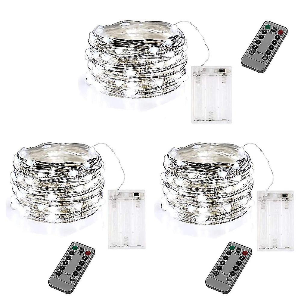 3-pack Battery Powered Fairy Light Strings With Remote Control, 10 Feet30 Leds, For Garden Yards