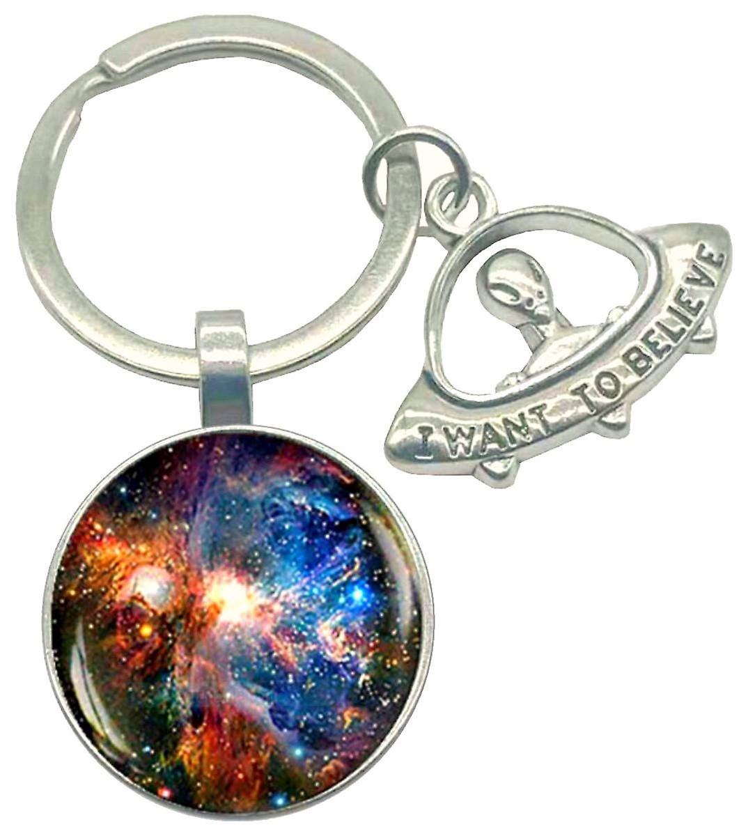 Bassin and Brown Nebula Key Ring - Blue/Brown/Green/White