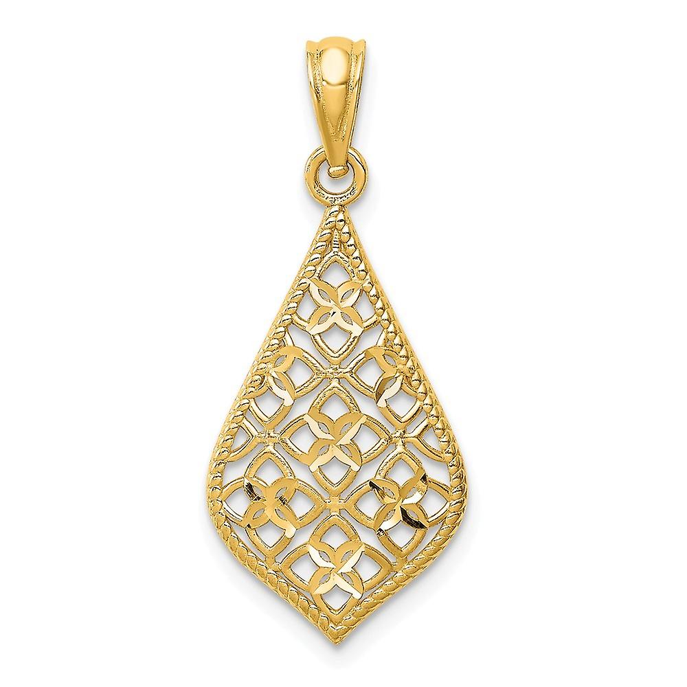 14k or jaune massif Dangle pendentif collier-pendentif pour femmes - .8 grammes