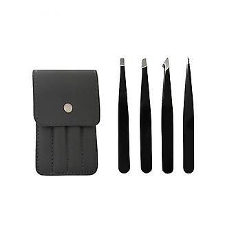 Tweezer Set 4-Piece for Men & Women  Professional Edge and point for Ingrown Hair, Eyebrow, Splinter, Facial & Blackhead Removal
