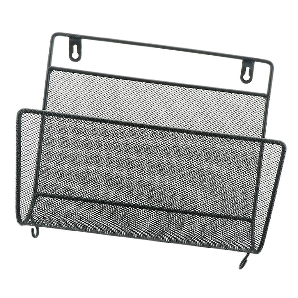 Wall Mounted Magazine Book Newspaper Rack Fruit Storage Basket White