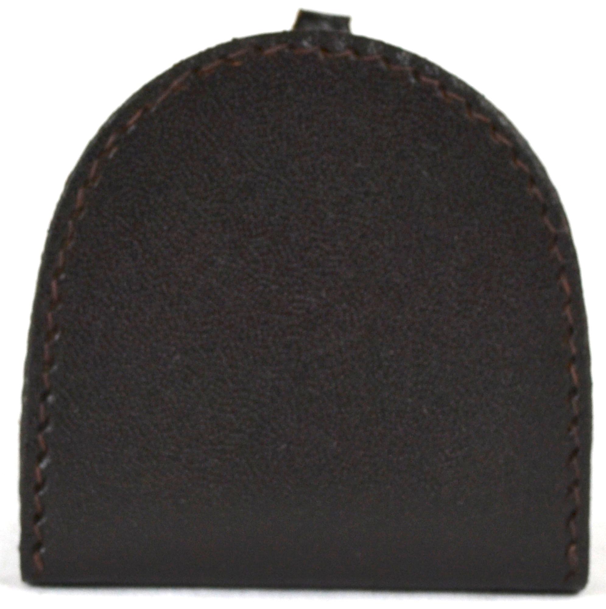 Äkta läder Semi runt pengar fack handväska (mörkbrun