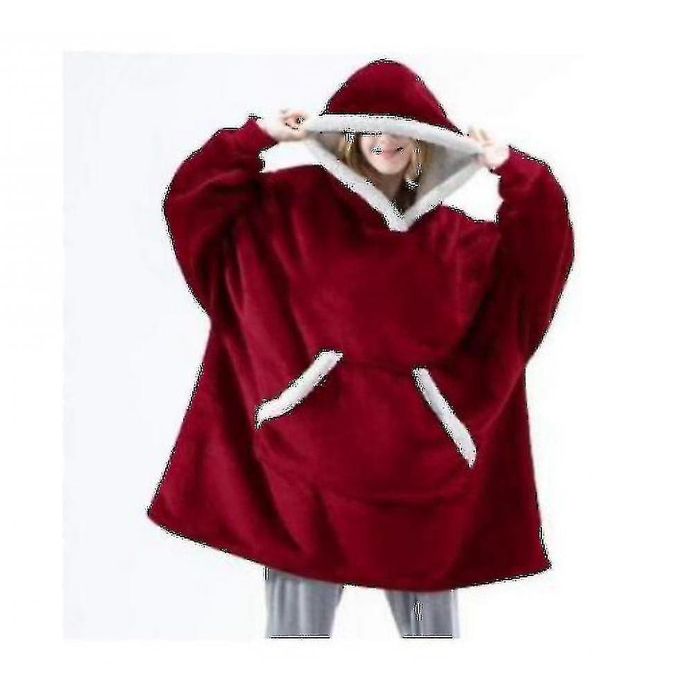 Frauen Dicker Pyjama Tragbares Lamm Samt Faule Decke Home Casual Plüsch Pullover mit Kapuze S