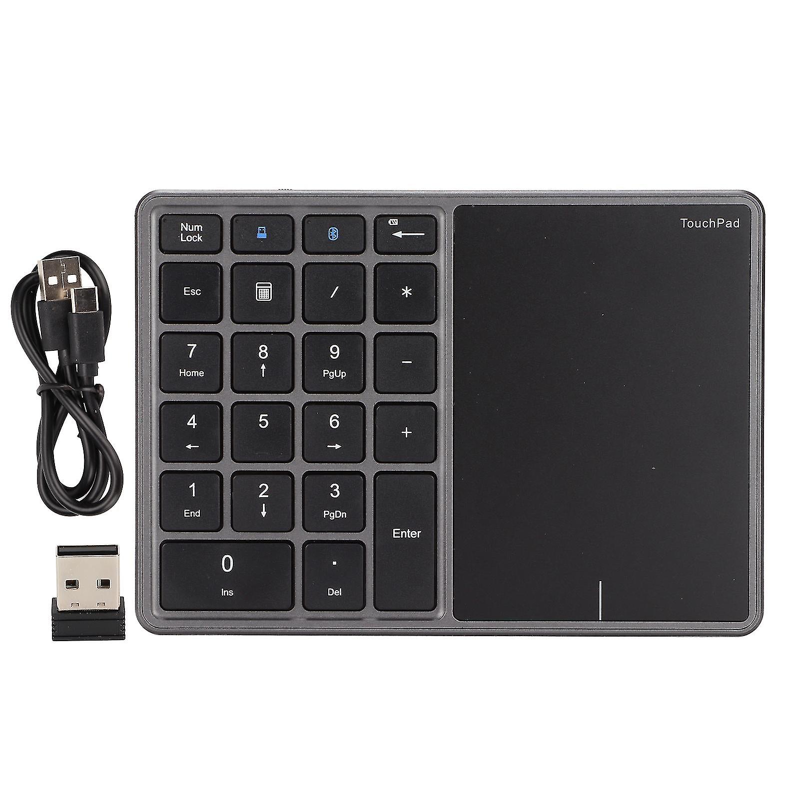 2 In 1 Wireless Number Pad Touchpad 22 Keys Wireless Bt4.2 2.4g Type C Charging 500mah Battery Numeric Keypadiron Gray