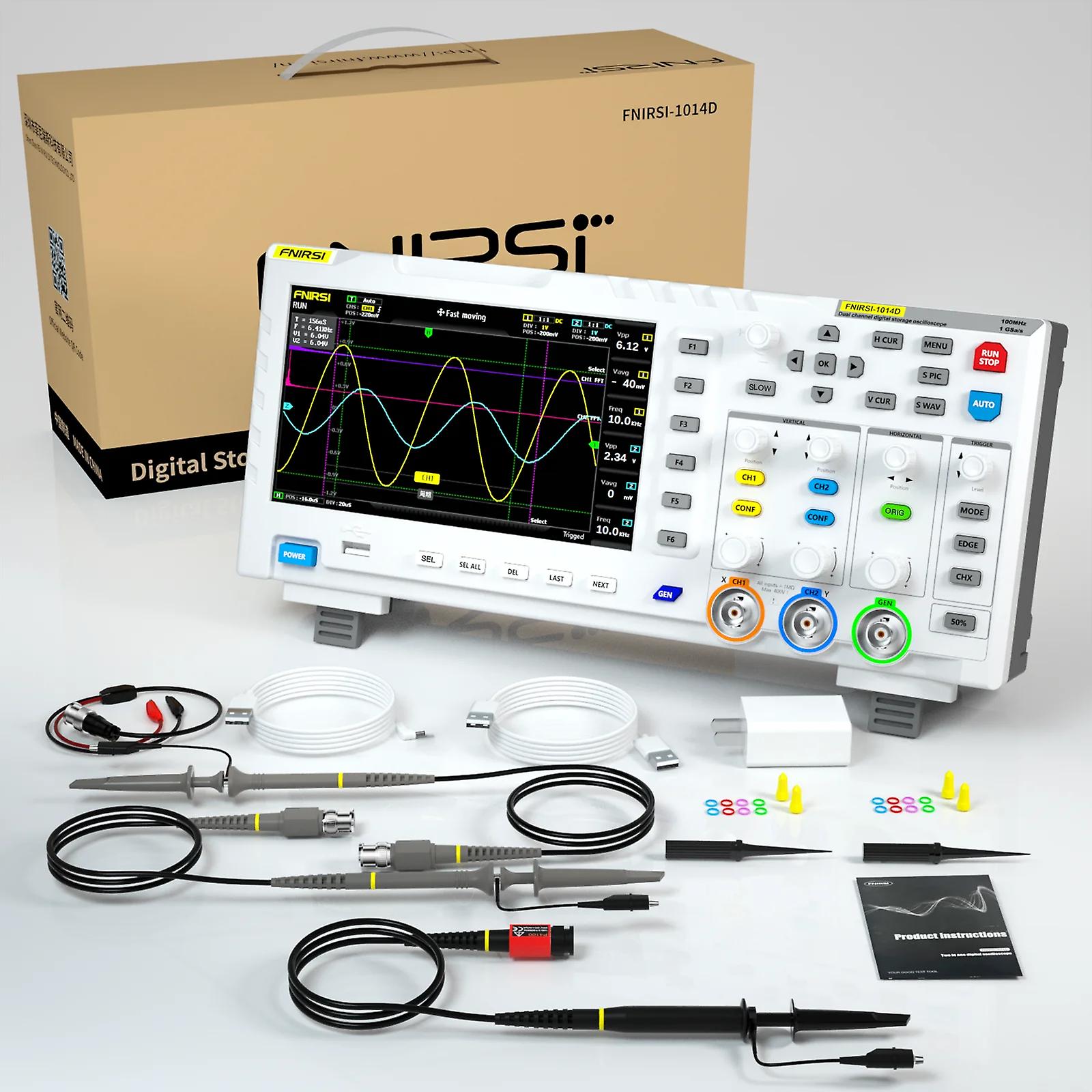 Fnirsi-1014d Digital Oscilloscope 2 In 1 Dual Channel Input Signal Generator 100mhz* 2 Ana-log Bandwidth 1gsa/s Sampling Rate