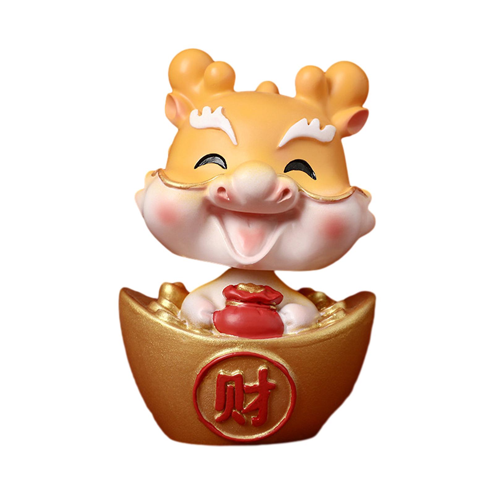 Lovely New Year Shaking Head Dragons Statue Multi-Uses Desktop Crafts Decor for Living Room Bedroom