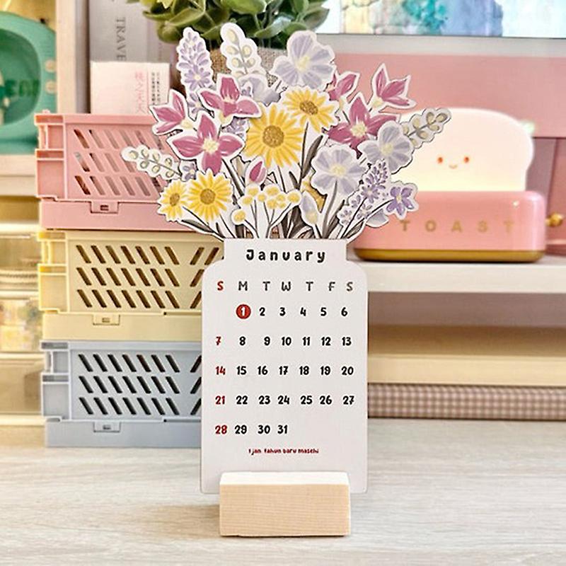 2024 Bloomy Flowers Desk Calendar,creative Flower Small Desk Calendar