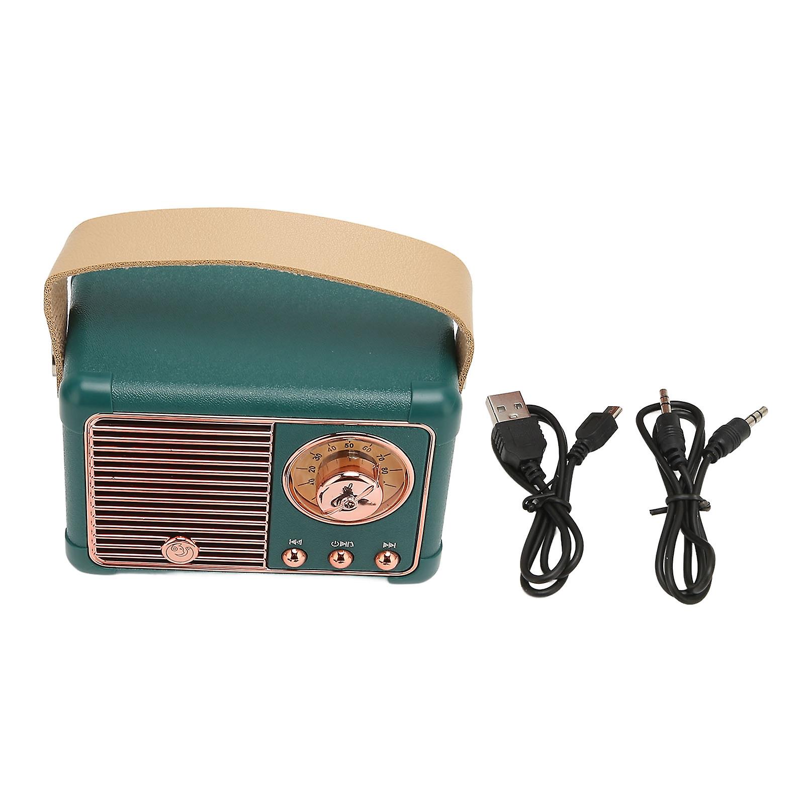 Retro Bluetooth Speaker HiFi Stereo, Fast Transmission, Low Power Consumption, Portable, Vintage, for Home and Outdoor, Green
