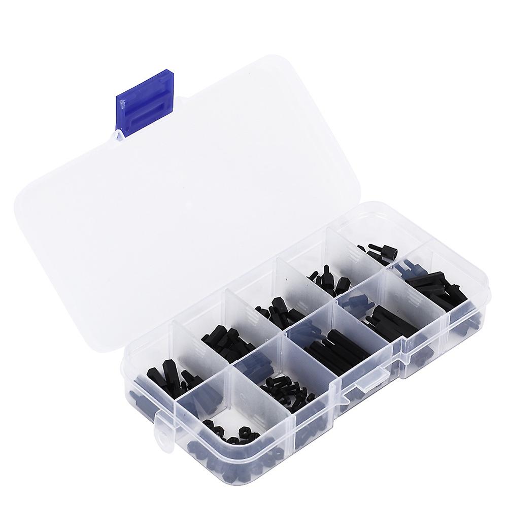 140pcs M2 Nylon Screws Nuts Hex Standoff Kit Black Assortment