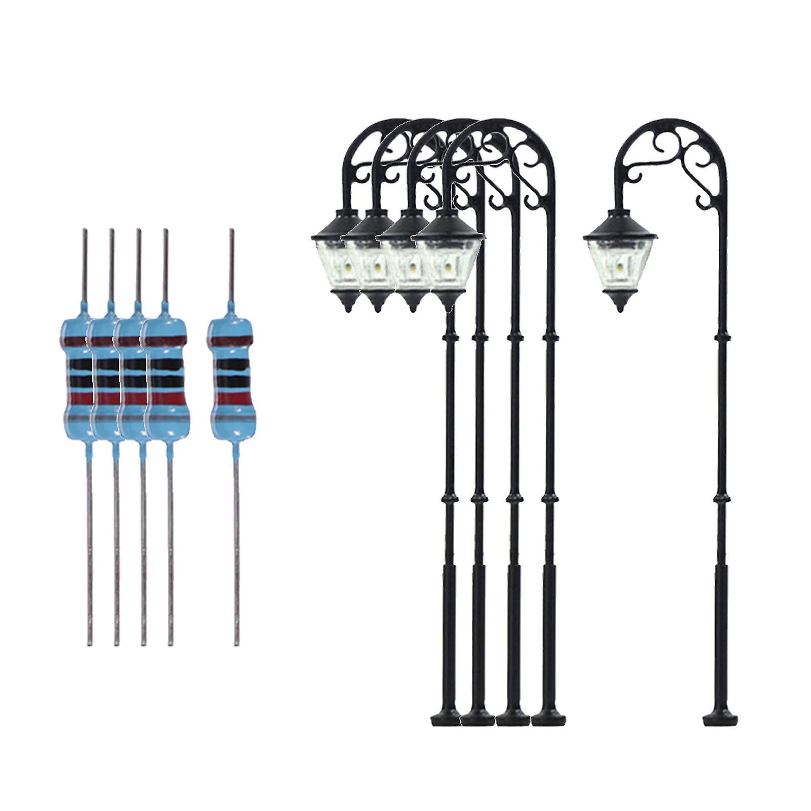 5Pcs Modelleisenbahn Eisenbahn Modell Straßenlaternen LED Laternenpfähle HO Maßstab Layout