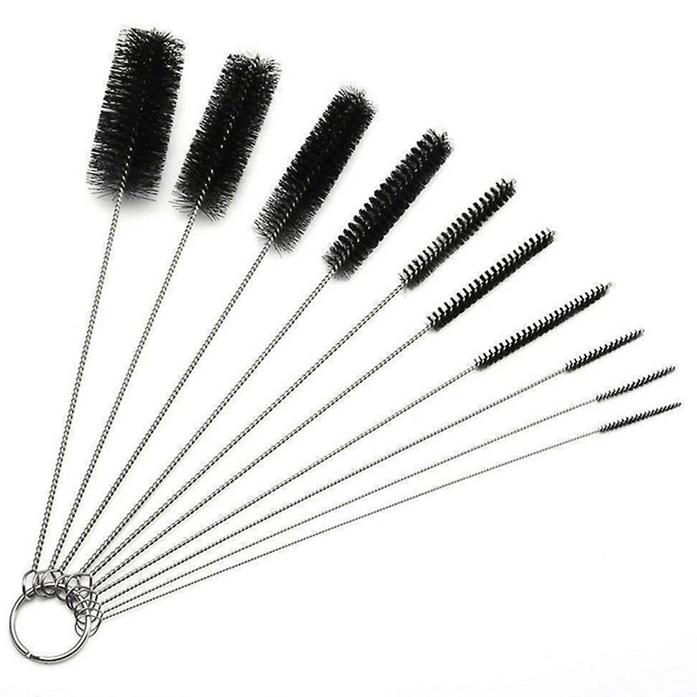 Multipurpose Bottle Cleaning Brush Set 10Pcs Nylon 8in Black/White