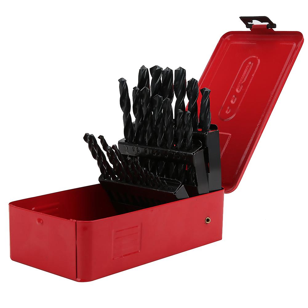25pc HSS Straight Shank Twist Drill Bit Set 1-13mm High Speed Steel