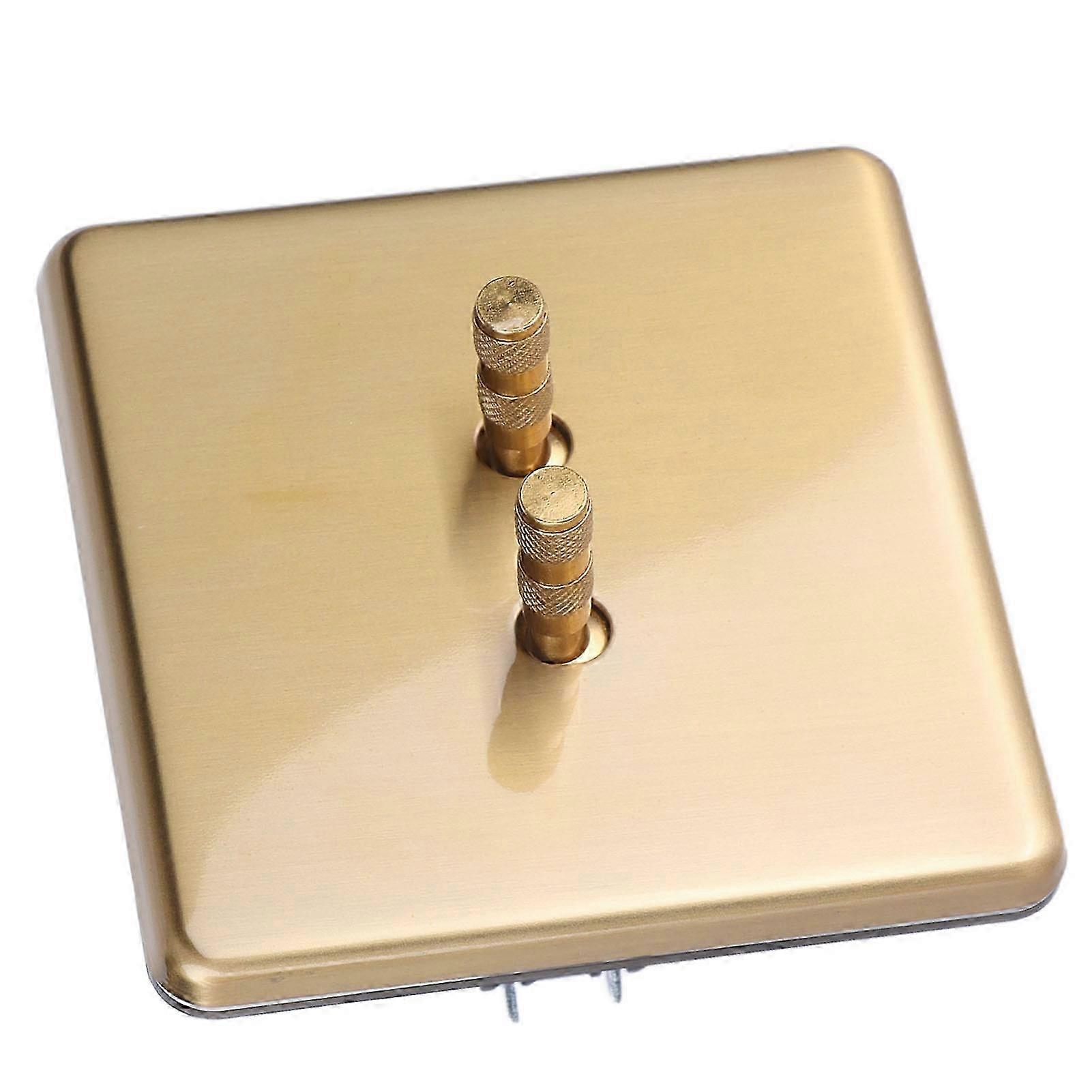 Dual Control Light Toggle Switch 10A Gold Stainless 86x86mm