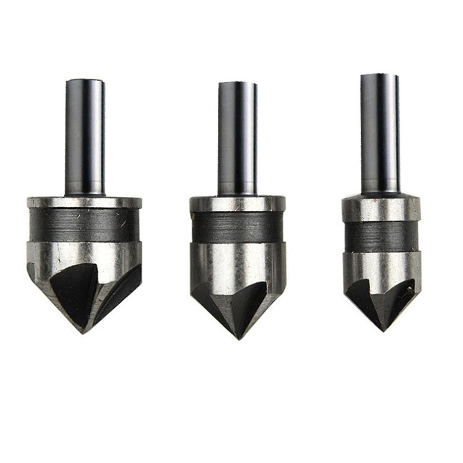 3Pcs 12/15/18mm Countersink Drill Bits High Strength Rust-proof Corrosion-Resistant Heat Treated