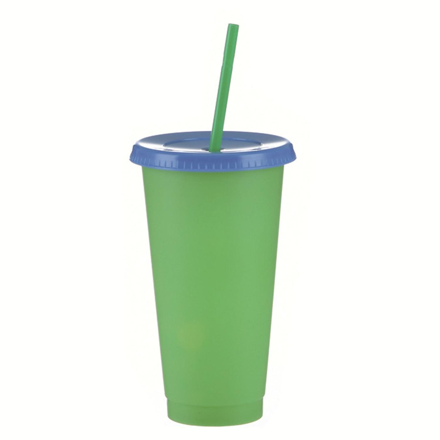 OuZhan 700ml Straw Bottle Eco-friendly Fixed Ring Design PP Color Changing Water Cup for Home