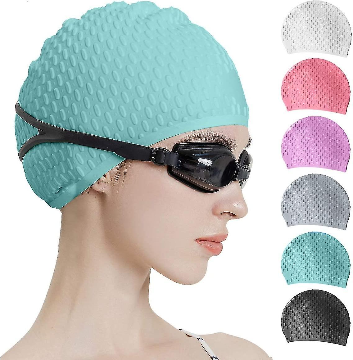 Silicone Swim Cap,Comfortable Bathing Cap, Swimming Cap for Women and Men (A-5-F6)