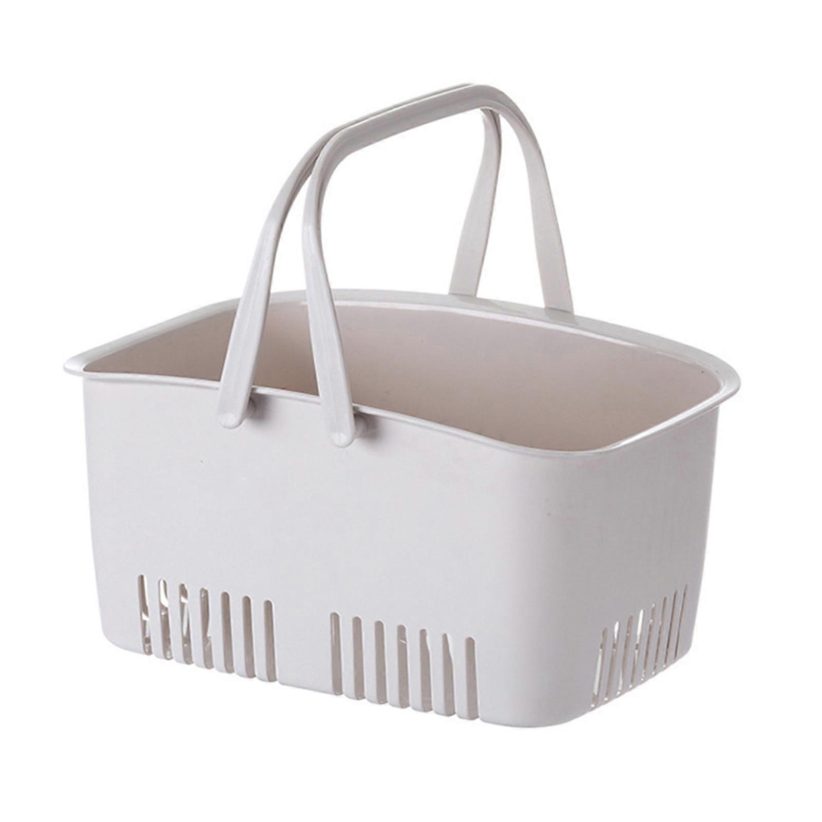 Portable Plastic Storage Baskets Large Capacity Bath Basket Bin with Handle Multifunctional Desktop Storage Basket for Picnics Kitchen Bathroom