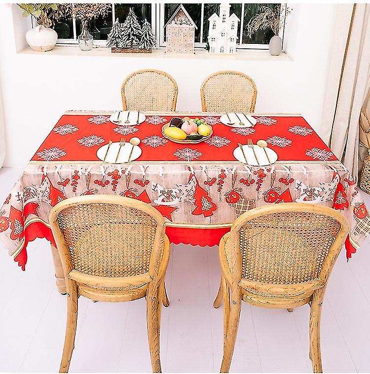 Rectangular Christmas Tablecloth Polyester 144 * 180m Christmas Tree Patterns for Christmas Table De