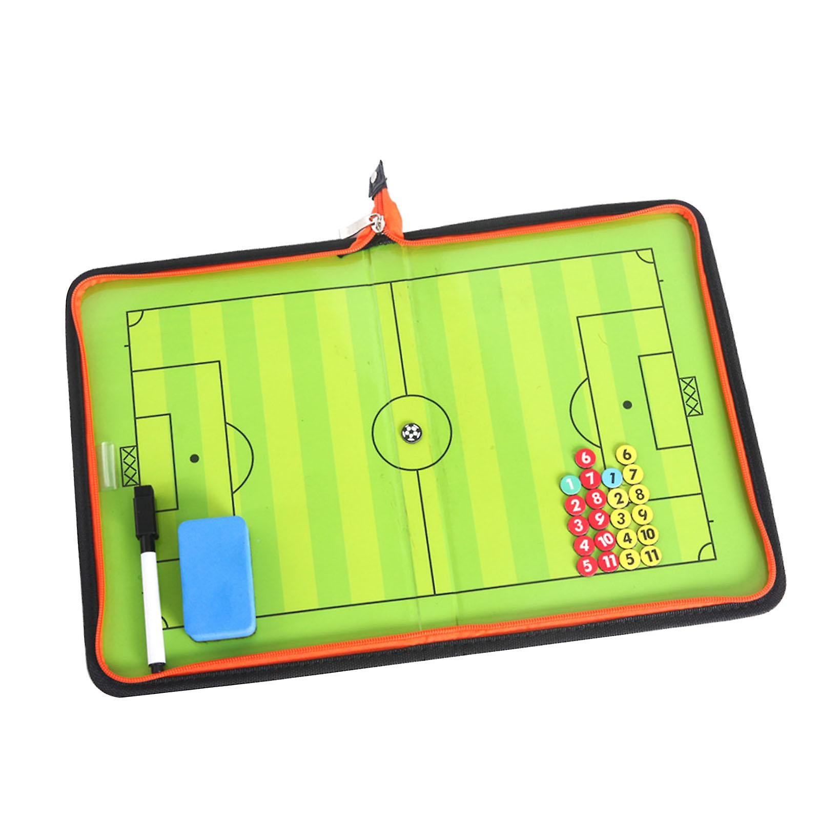 Soccer Coaching Board Zipper Reusable Practice Board with Pen Strategy Board