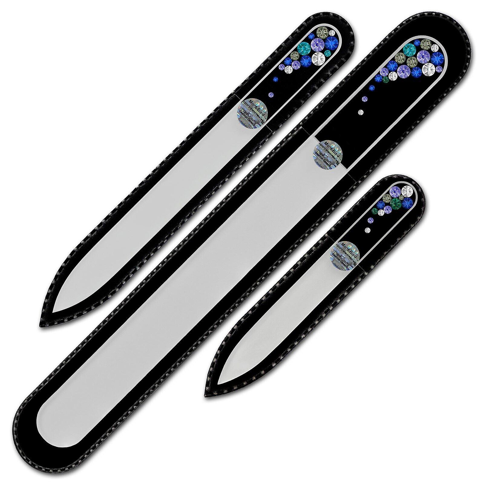 Set of 3 Czech Glass Nail Files with crystals B-BMS - Blue