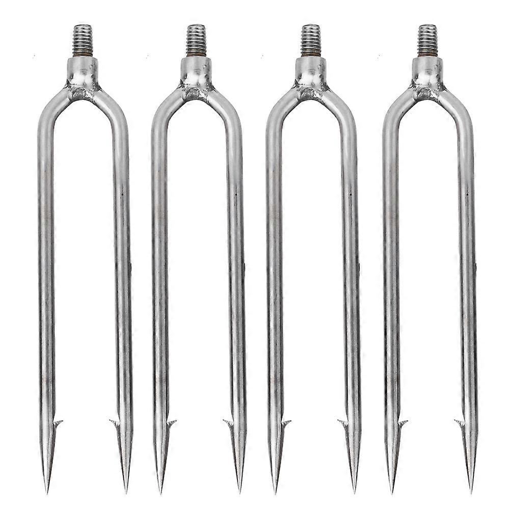 4 pcs Stainless Steel 2 Prongs Harpoon Gig Gaff Hook Barb Fish Spear for Outdoor Fishing Tackle