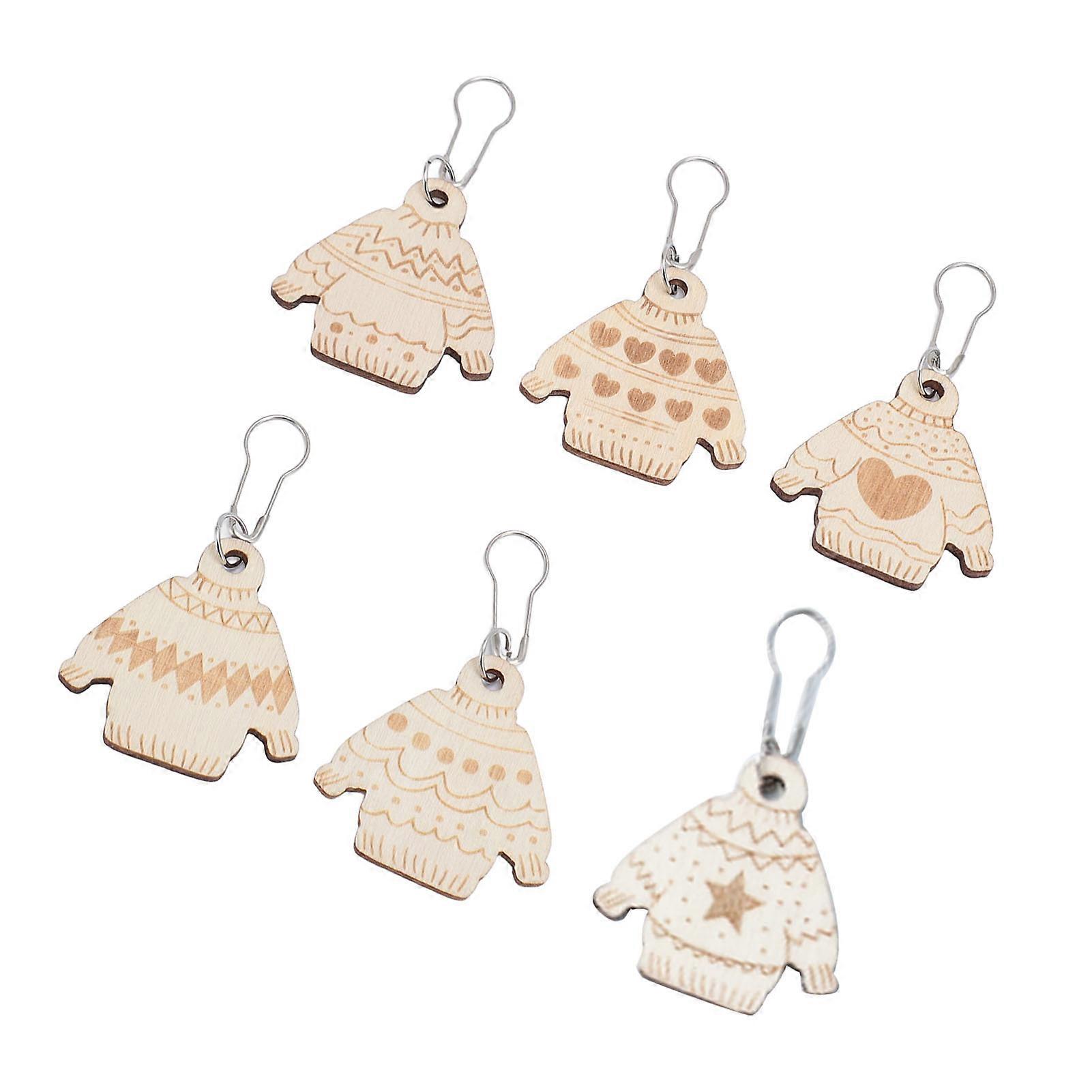 6Pcs Wooden Removable Stitch Markers for Knitting and Crocheting Lightweight Multipurpose Locking Stitch Marker for DIY Projects