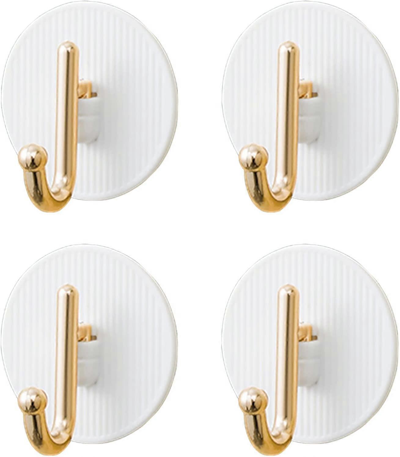 (White)Set of 4 Adhesive Wall Hooks, Adhesive Hooks, Tea Towel Hooks, Bathroom Coat Hooks, Adhesive Wall Hooks, Kitchen Towel Hooks