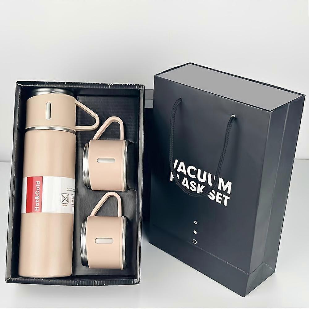 1 Set, Vacuum Flask Set, Business Thermal Mug 500ml/16.9oz, Stainless Steel Vacuum Insulated Bottle With Cup For Coffee Hot Drink And Cold Drink, Wate