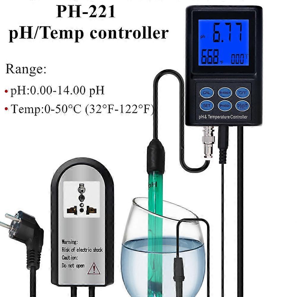 PH-221 Digital pH/Temperature controller PH Meter Aquarium Pool Water analyzer 0.00~14.00pH Range with Output Power 40%off