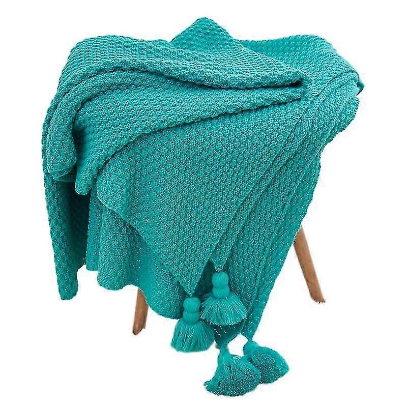 Bedspread Blanket Knitted Throw Cushion Warm Fringes Soft Blanket