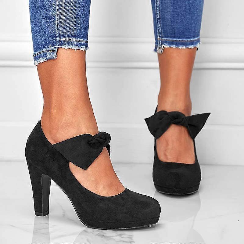 Womens Mid Block Heels Ankle Strap bow Court Shoes Ladies Comfort Support Work Pumps Formal Low Heeled Strappy Slip On Cushioned Dolly Wide Fit Extra
