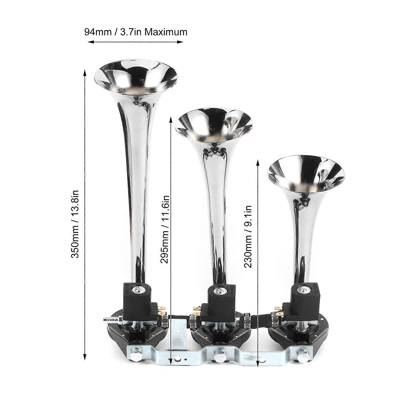 12V Metal Havalı Kornalar 120dB Süper Yüksek Sesli 8 Sesler Siren 3 Tüpler Trompet Düğme Evrensel Araba Kamyon için