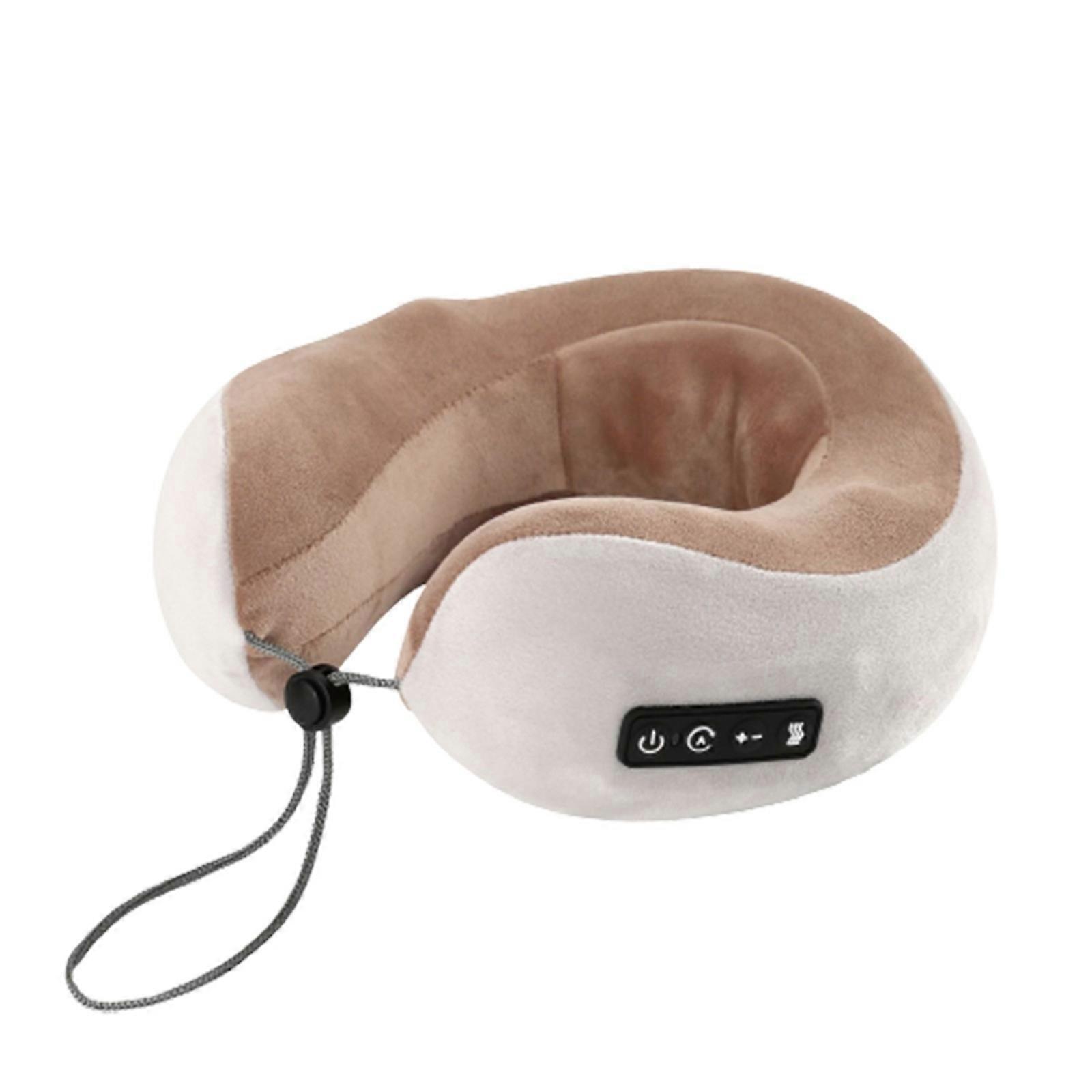 Neck Massage Pillow With 3 Vibrating Modes for Neck, Back And Leg Support, Travel Neck Pillow With Heat U-Shaped Memory Foam Pillow for Home Office A