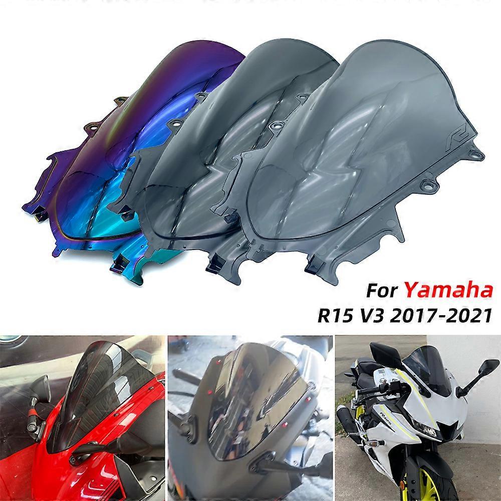 Motorcycle Windshield WindScreen Deflector Screen Shield Double Bubble For Yamaha YZF R15 YZFR15 YZF-R15 V3 2017-2021