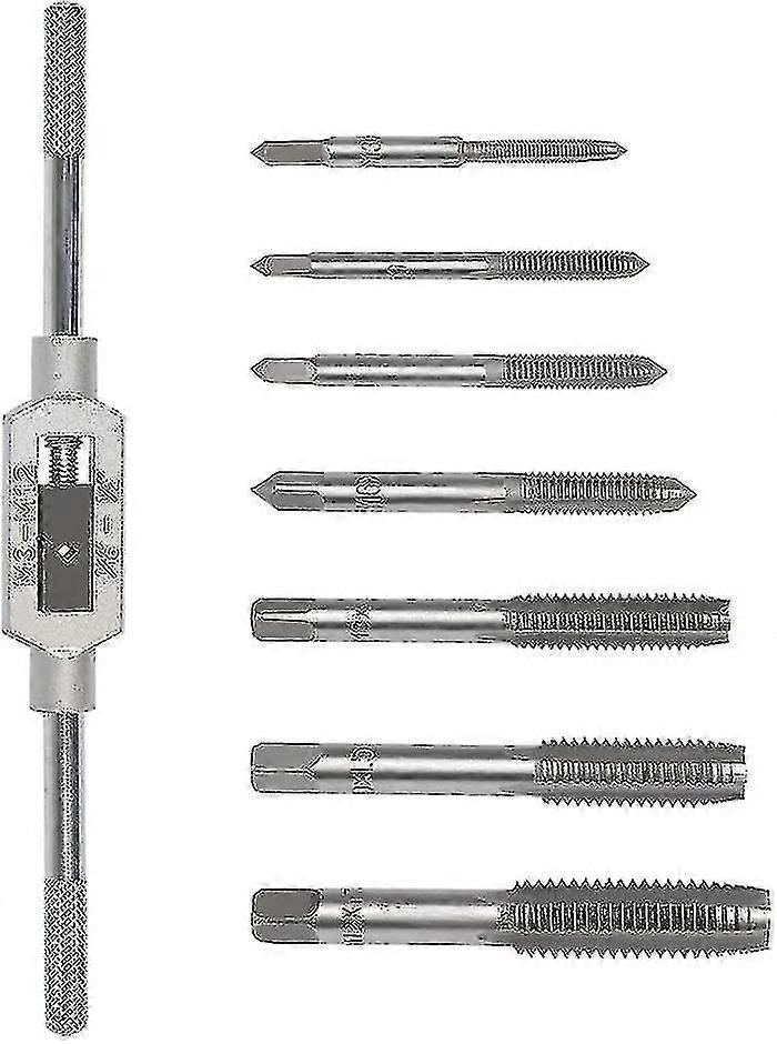8 Pieces Metric Tap Set - Adjustable Hand Metric Thread Tap Tap With Wrench, M3 M4 M5 M6 M8 M10 M12 Qyroadwolf