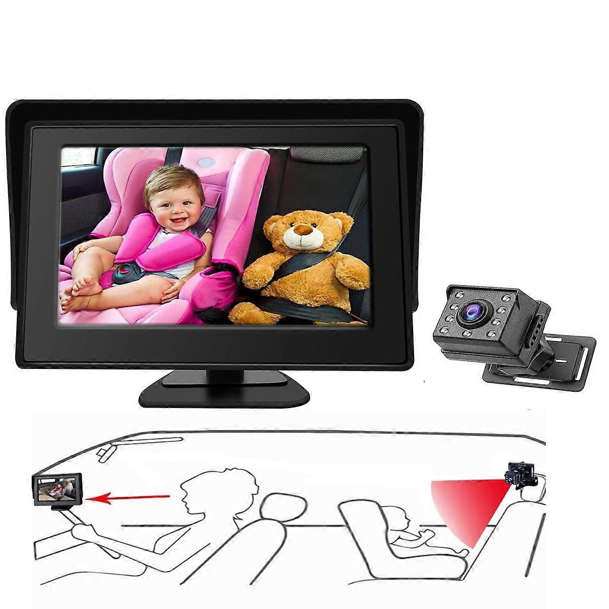 Back Seat Car Camera, Baby Mirror for Car with Night Vision, View Infant in Rear Facing Seat with 4.