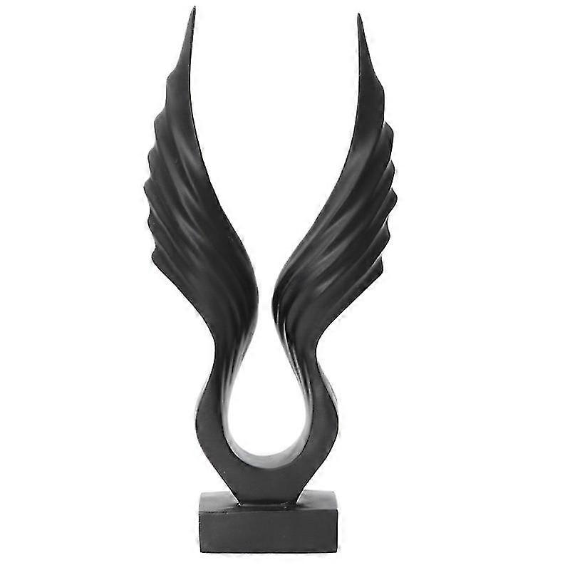 1pc Angel Wing Statue Resin Sculpture Tabletop Decoration Ornament For Living Room Bedroom Wine Cabinet (Black)