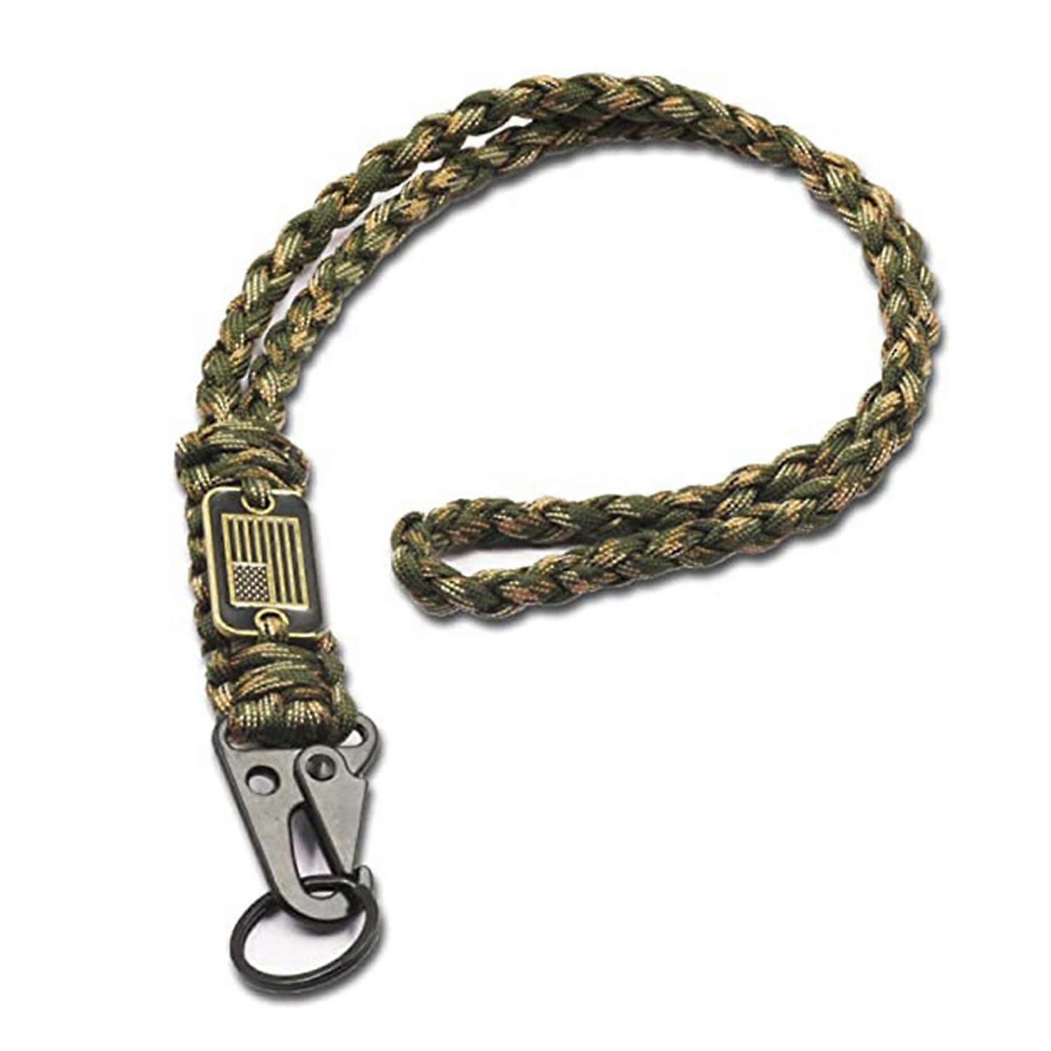 Heavy Duty Braided Lanyard American Flag Tag Keychain Braided Rope Pendant Adjustable Keychain