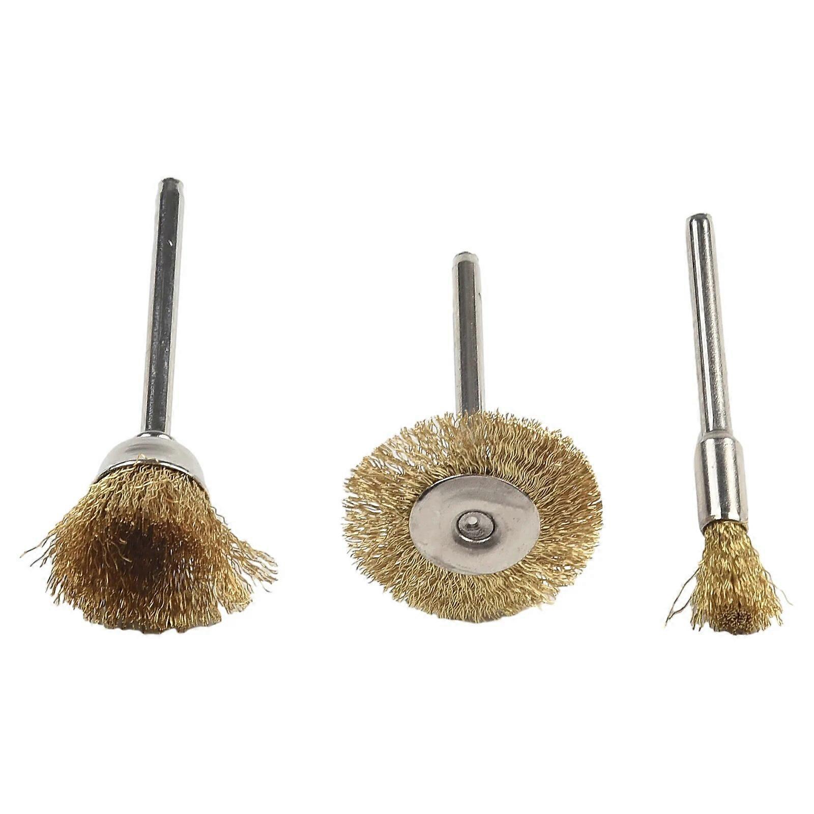 3pcs Copper Wire Brushes Set Wire Wheel Cup Brushes Bits Set Rust Paint Remover For Rotary Tool Cleaning Deburring Brushes